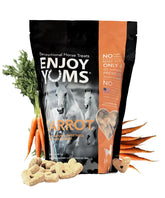 Enjoy Yums horse treats 1lb carrot front-pack shows natural carrot flavor for rewarding training
