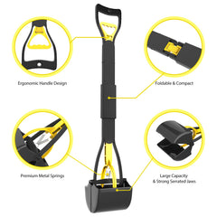 EODELLY 32in pooper scooper enables one-handed operation for easy pickup