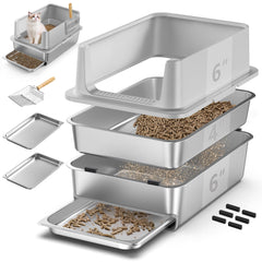EODO sifting litter box front view with dual drawers for easy waste management