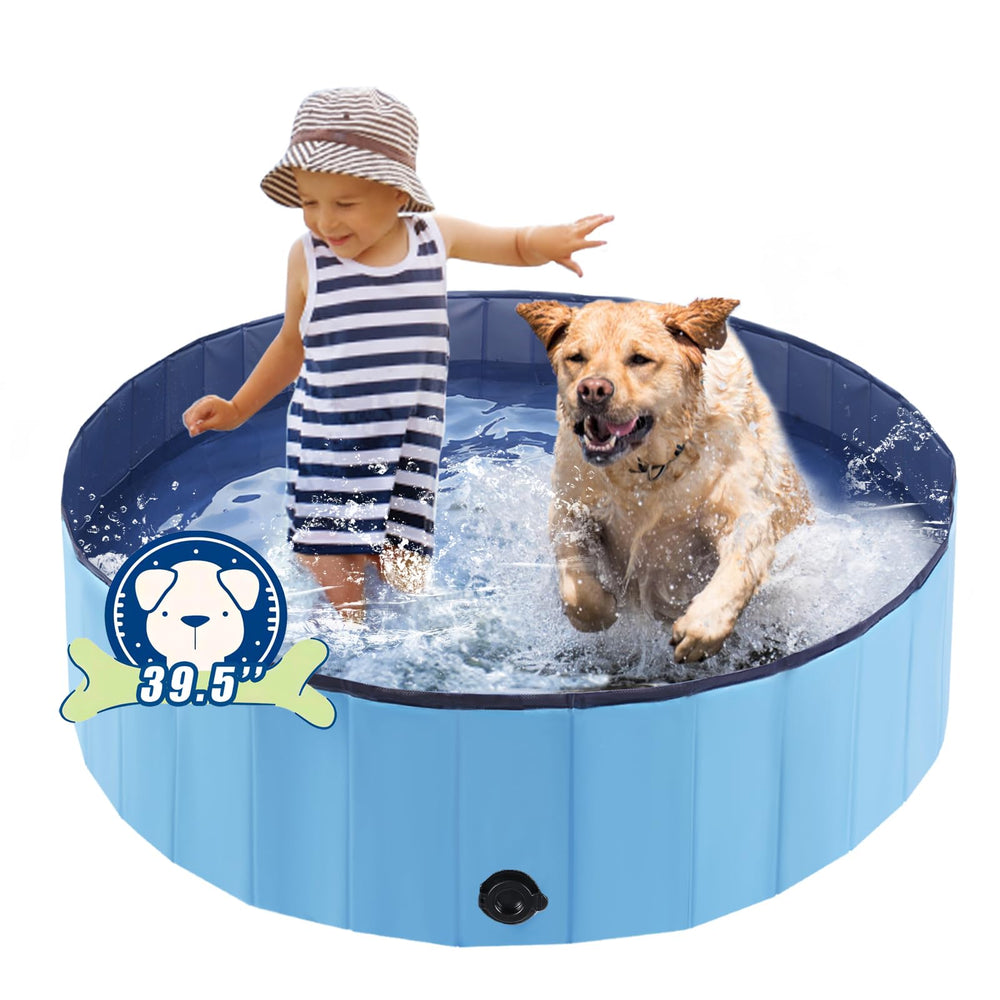 Eooqi foldable dog pool blue open shows quick outdoor baths and play