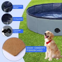 Eooqi foldable dog pool in-use water setup gray ideal summer fun
