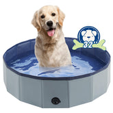 Eooqi foldable dog pool opened circular gray for quick cooling and play