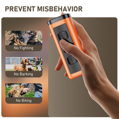 Eorery bark deterrent ultrasonic display shows mode indicators for user-friendly training.