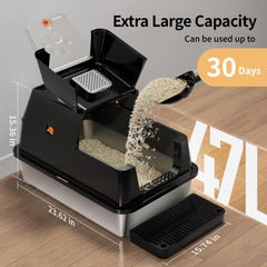 Eosarcu deodorizing box inside minimizes odors between scoops.