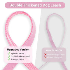 Epesiri pink D-ring collar with leash compatibility for secure daily walks.