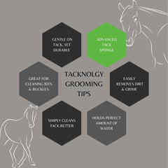 Epona Tacknology Advanced Tack Sponge damp surface shows effective dirt removal.