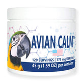 Equa Holistics Avian Calm bottle closeup; supports calmer behavior in parrots