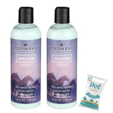 Equiderma Skin Lotion bottle and 2-pack for soothing cannon bone irritation.