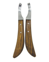 Equinez Tools hoof knives set with left and right handles for precise trimming.