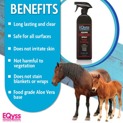 Eqyss Crib Guard application in stall illustrating spray on treated surface