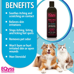 Eqyss Micro-Tek Pet Shampoo pump application demonstrates easy bath-time dispensing