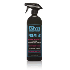 Eqyss Premier Equine Spray bottle closeup highlights moisture-rich formula for skin and coat
