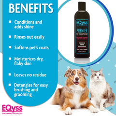 Eqyss Premier Pet Conditioner being poured for easy grooming