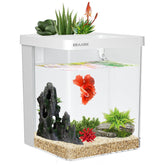 ERAARK Smart Betta Tank white assembled on a desk, ideal for small spaces and easy setup.