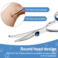 Erioscar curved dog grooming scissors noise reduction pad keeps pets calm.