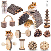 ERKOON 11Pack chinchillas chew toys - apple wood ladder promotes chewing and active play.