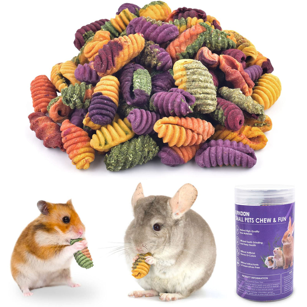 ERKOON chinchilla treats packaging shows natural ingredients for small pets