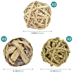 ERKOON edible woven grass ball rolling in cage for interactive play