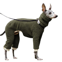 Esobo winter dog coat army green front view shows durable warmth for winter outings.