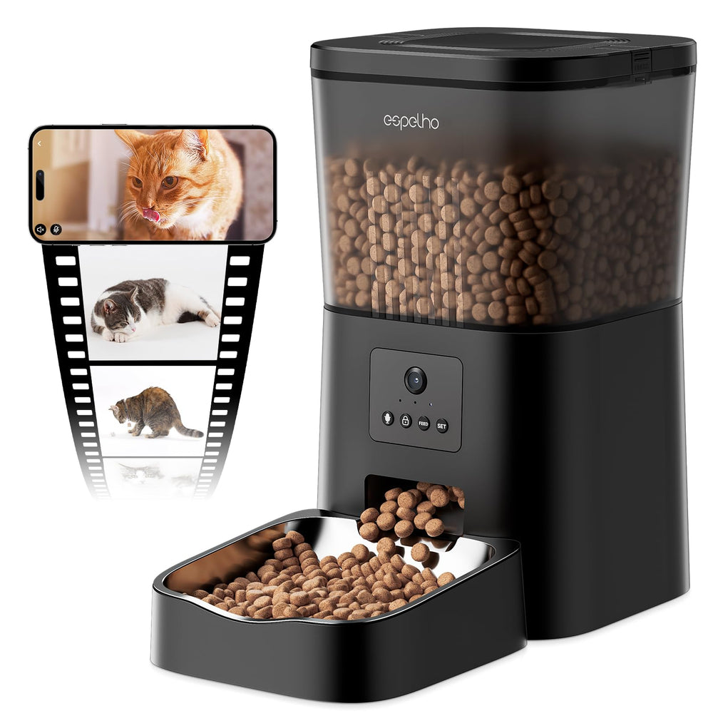 Espelho cat feeder camera front view for remote monitoring and peace of mind.