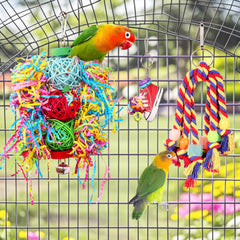 ESRISE parrot conure foraging toy with rattan ball supports pecking and play