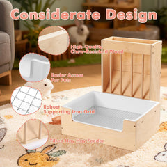 Essenhome wooden hay feeder close-up shows premium plywood and natural finish for a warm habitat