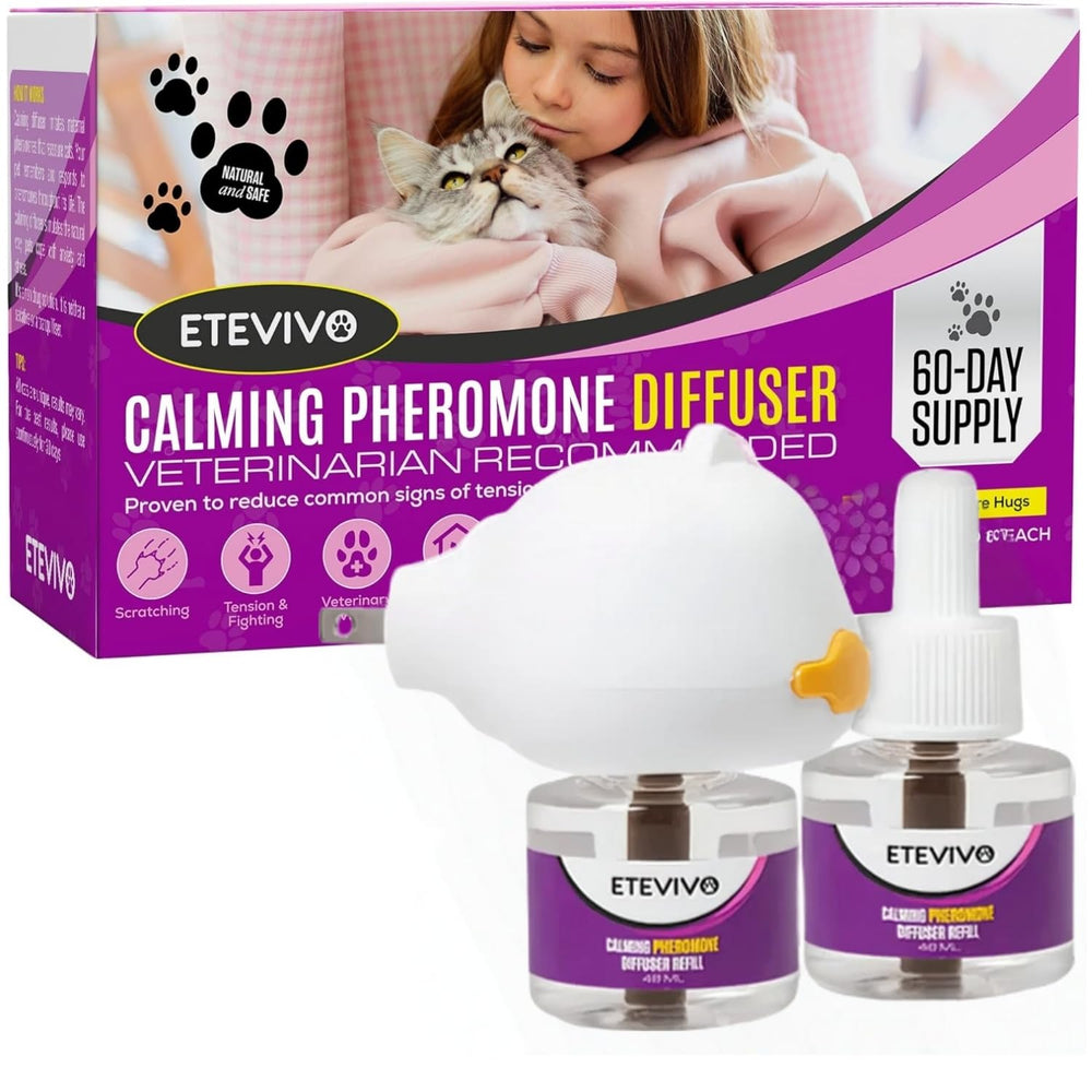 ETEVIVO Cat Pheromones Diffuser in room promotes a calmer, stress-reducing environment for cats.