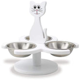 Etna elevated cat bowls wooden assembly supports easier meals for multiple cats.