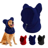ETOFIXEE dog snood winter hood blue front view supports full head and neck warmth.