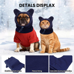 ETOFIXEE dog snood winter hood blue neck gaiter demonstrates versatile cold-weather coverage.