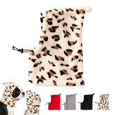 ETOFIXEE pet neck warmer hat leopard print close-up for cozy warmth on walks.
