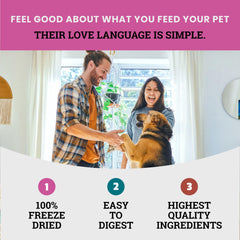 Etta Says Eat Simple freeze-dried turkey treats close-up, showing clean ingredients for sensitive stomachs.
