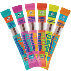 Front packaging of Etta Says Flavor Fusion variety pack shows six flavors for dogs, supports dental hygiene.