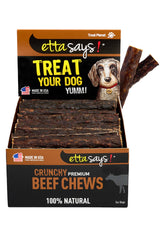 Etta Says Premium Crunchy 4.5-inch beef dog chew – front view promotes long-lasting dental care.