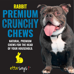 etta says premium crunchy 4.5-inch rabbit dog chews pack shot with grain-free promise