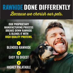 etta says premium crunchy 7-inch rabbit dog chew dog actively chewing during play