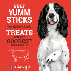 etta says! Yumm Sticks ingredients closeup emphasizes no artificial preservatives or gluten