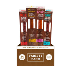 Etta Says Yumm Sticks variety pack front view shows premium protein-rich dog rewards