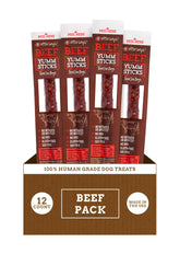 etta says! Yumm Sticks beef jerky packaging – convenient, fresh rewards for dogs.