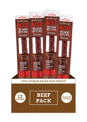 etta says! Yumm Sticks beef jerky packaging – convenient, fresh rewards for dogs.
