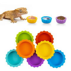 Eudimysx 7-pack crested gecko bowls closeup in vibrant colors for appetizing feeds
