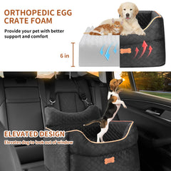 EUHAMS memory foam dog seat demonstrates comfortable resting surface on trips.