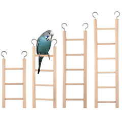 EupHHonycs bird ladder 3-rung wooden close-up shows safe climb for cages