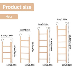 EupHHonycs bird ladder 4-rung wooden view highlights multi-level play