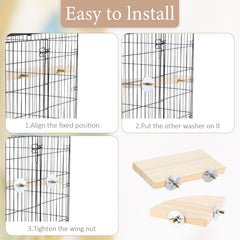 EupHHonycs bird perch in cage demonstrates space efficient setup for small habitats.