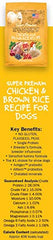 Evanger's Chicken Brown Rice ingredient list emphasizes wholesome grains, veggies, and berries for fiber and antioxidants