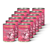 Evanger's Heritage Classic puppy chicken loaf cans show convenient, complete meals for growing dogs.