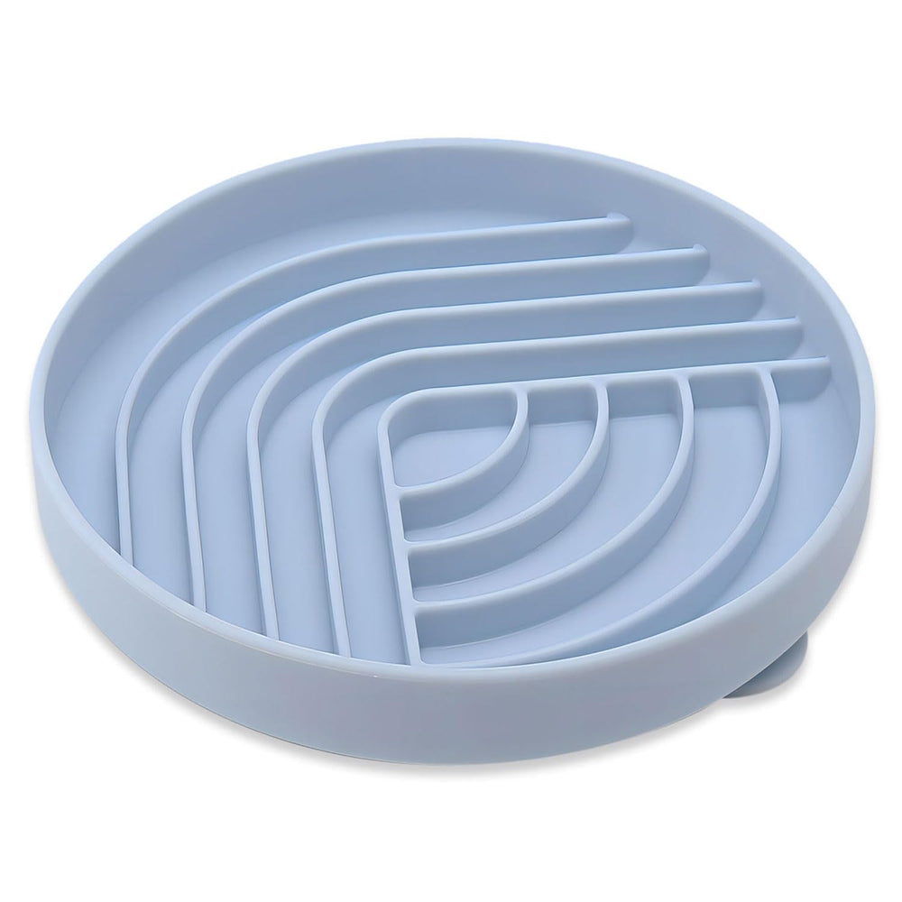 Evenco slow feeder bowl blue with 7.5-inch diameter promotes slower eating for puppies.