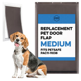 Evergreen Pet Supplies dog door flap front view shows precise fit for PetSafe Freedom, aiding insulation