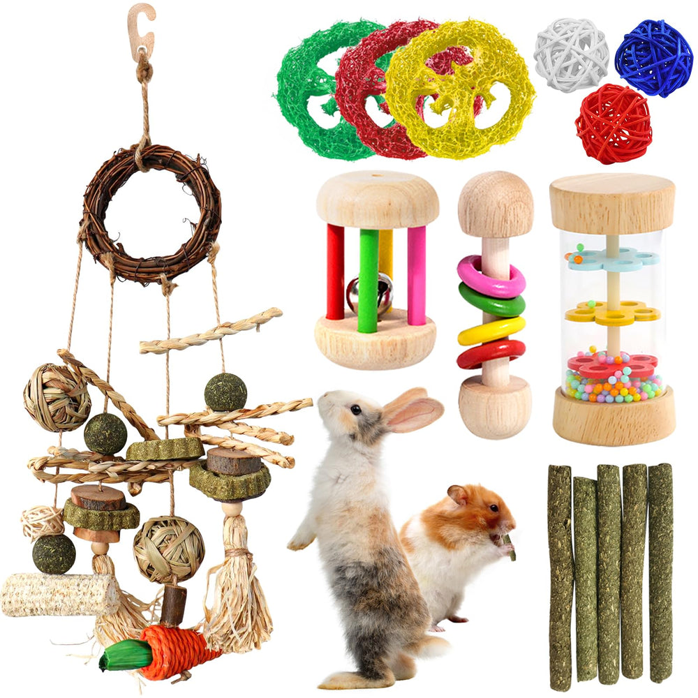 EVISWIY hanging rattan ring provides engaging, safe hang-time for curious bunnies.